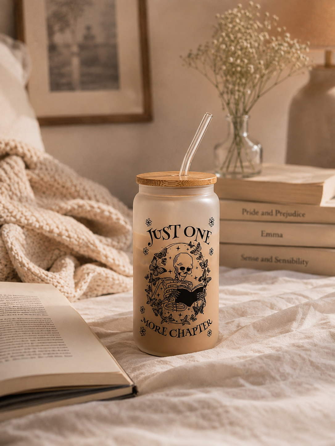 Capybara at the library Frosted Glass Tumbler Dishw. Safe 3