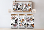 Floral Cat Ghosts Halloween Glass Tumbler Lid & Straw / Fall 2