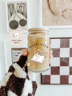 Booklover Glass Tumbler double side print – 4-Piece Set 3