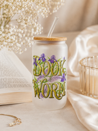 BOOKWORM Frosted Glass Tumbler + Lid & Straw, Dish.Safe