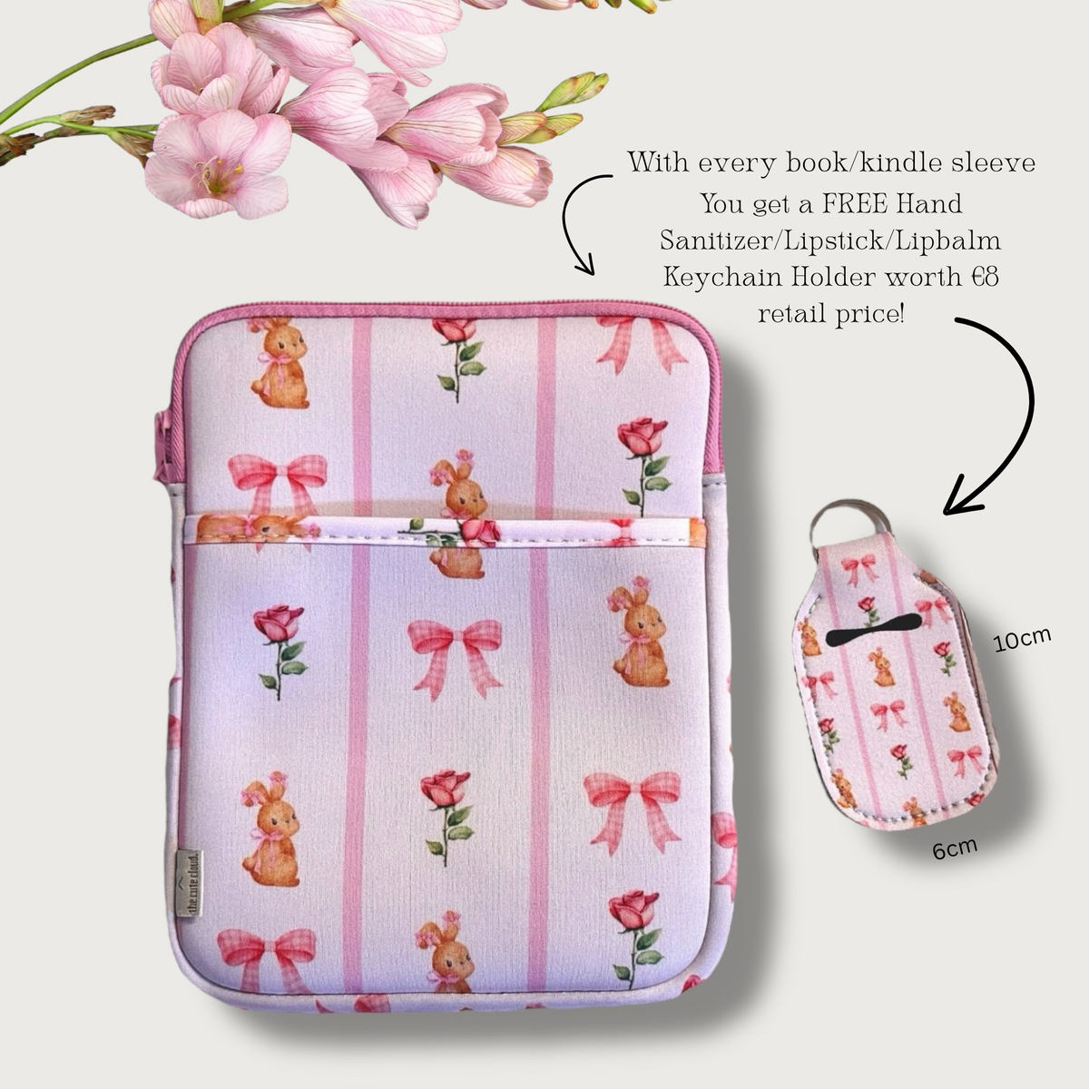 Book/Kindle/Kobo/E-reader Sleeve Pink Coquette Neoprene 7