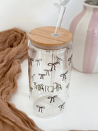 Matcha Bows Double Sided Glass Tumbler + Bamboo Lid & Straw 6