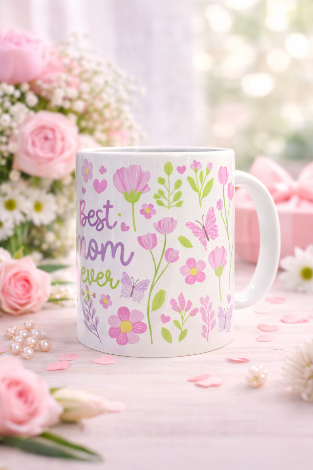 Best Mom Ever Floral Ceramic Mug Dishwasher/Microwave Safe 2