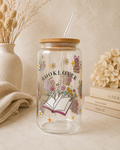 Booklover Glass Tumbler double side print – 4-Piece Set