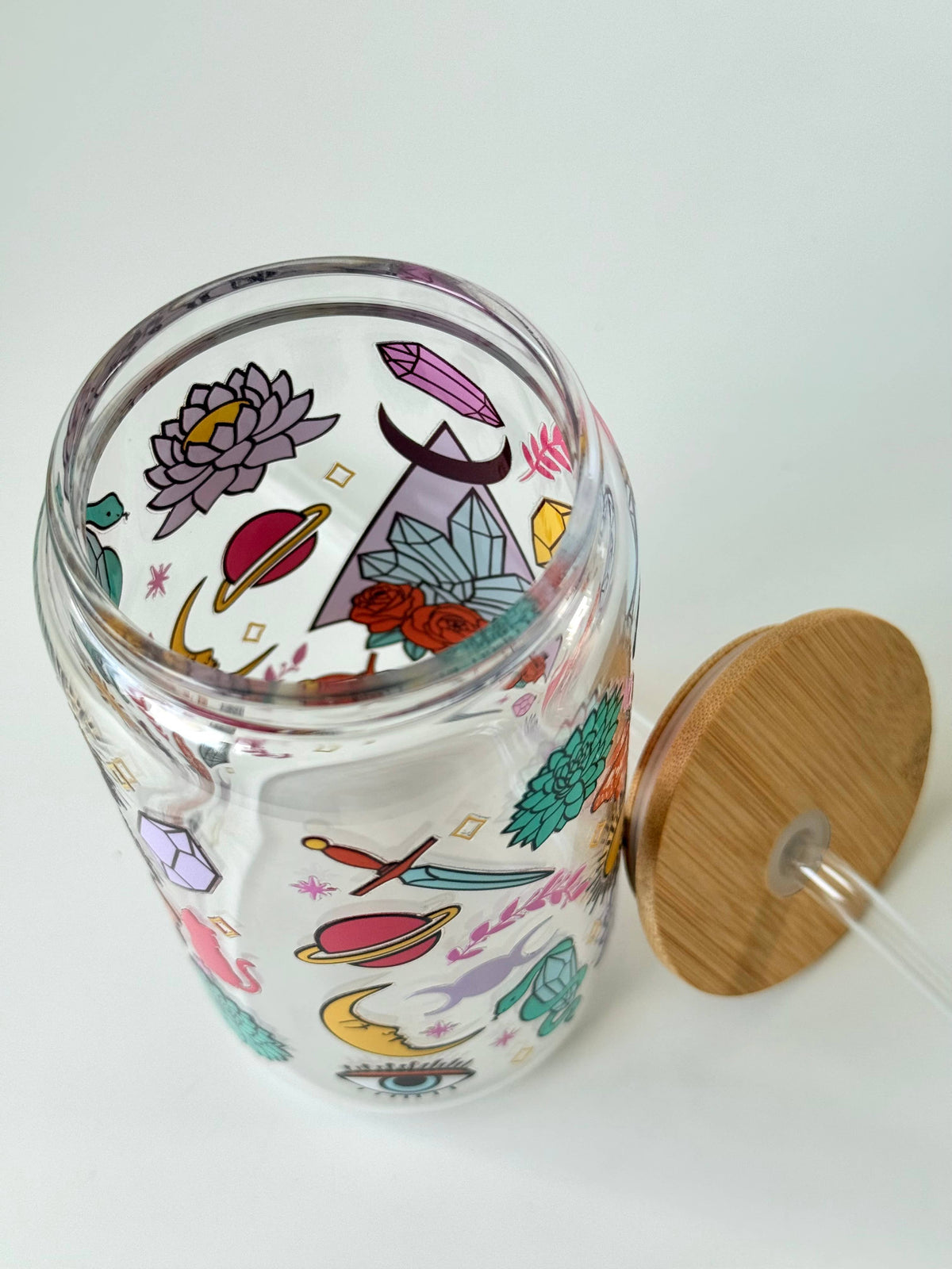 Mistic Double Sided Glass Tumbler with Lid and Straw 5