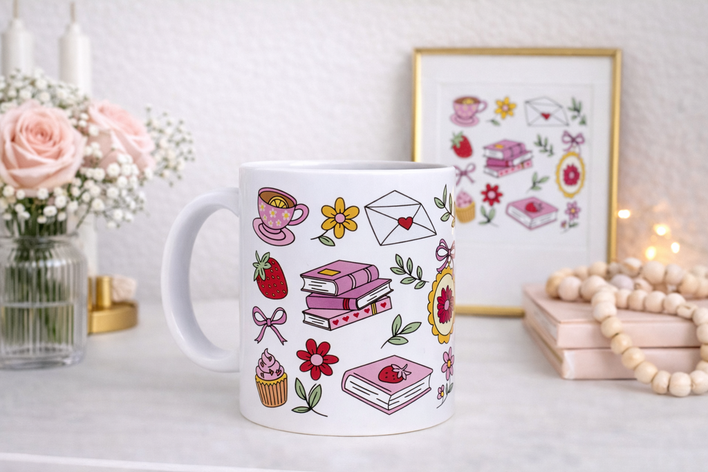 Pinky Books Valentine Ceramic Mug Dishwasher/Microwave Safe