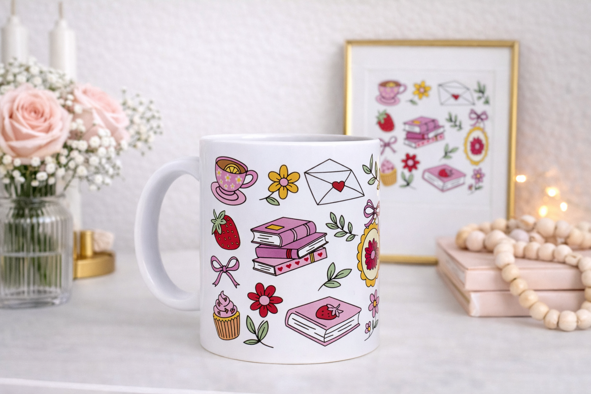 Pinky Books Valentine Ceramic Mug Dishwasher/Microwave Safe