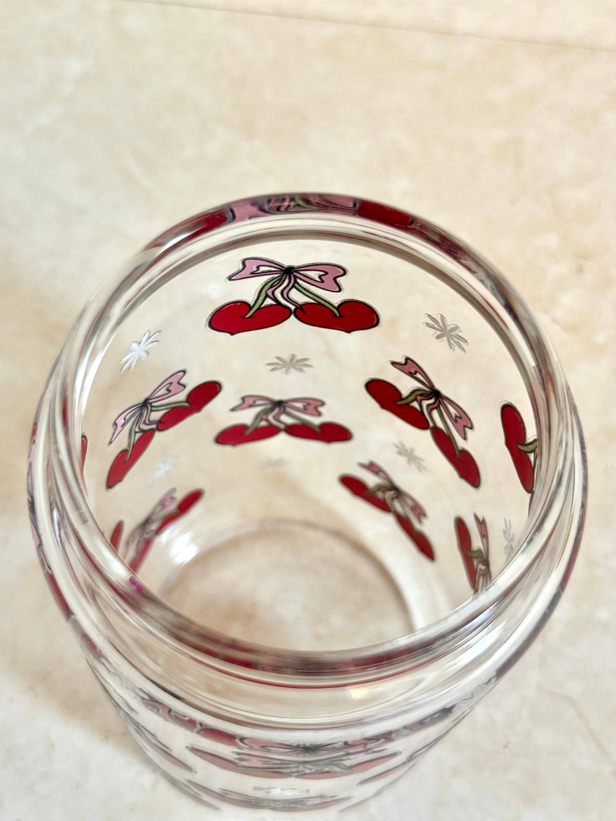 Cherry Bows Glass Tumbler double sided with lid and straw 5