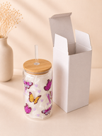 Beauty Butterflies Double Sided Glass Tumbler + Lid & Straw 3