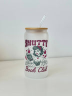 Smutty Book Club Frosted Glass Cup Dish.Safe + Lid & Straw 2