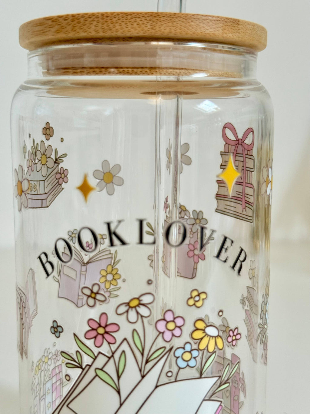 Booklover Glass Tumbler double side print – 4-Piece Set 6