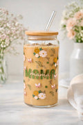 MAMA Green Double Sided Glass Tumbler + Bamboo Lid & Straw