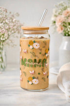 MAMA Green Double Sided Glass Tumbler + Bamboo Lid & Straw