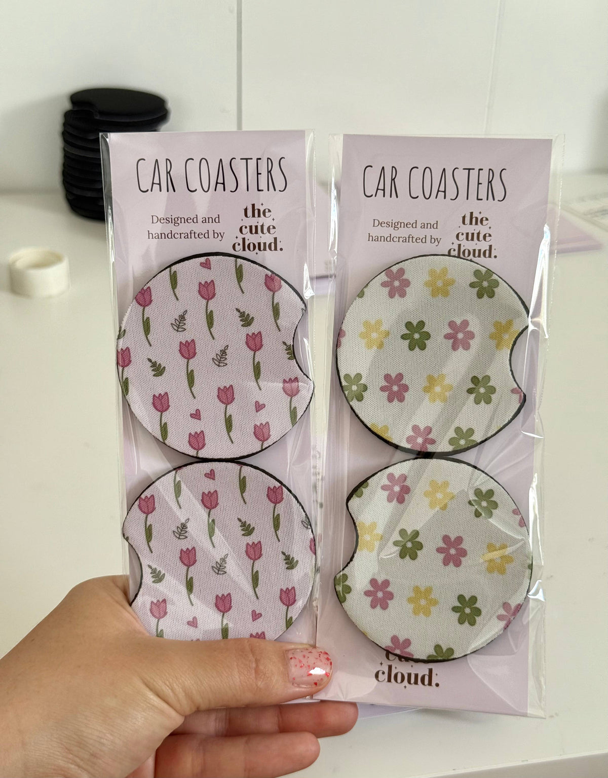 Car Coasters Colorful 12 different patterns 2pieces neoprene 3