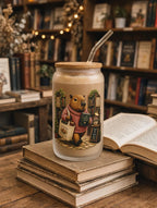Capybara at the library Frosted Glass Tumbler Dishw. Safe 3