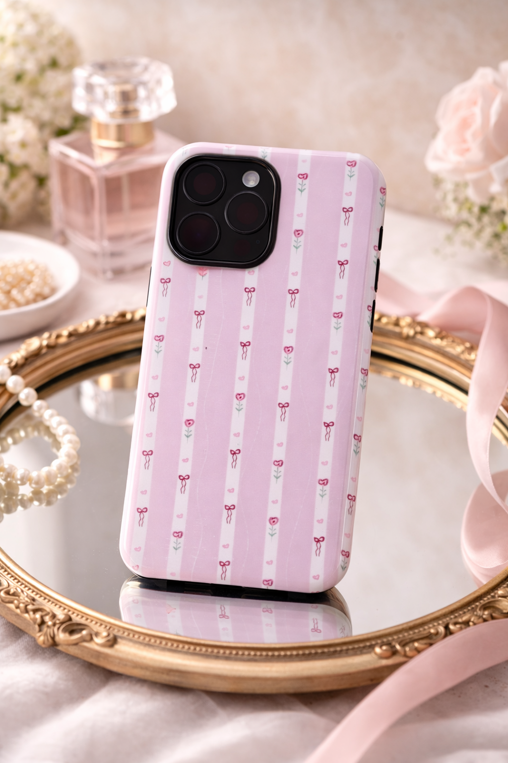 Hard Phone Case Roses & Bows Pattern Double Layer Resistant 2