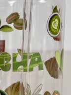 Matcha Glass Tumbler Double Sided Print with Lid and Straw 7
