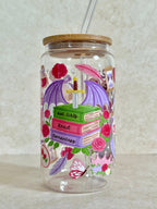 Hot Girls Read Romantasy Books Glass Tumbler Double Sided 3