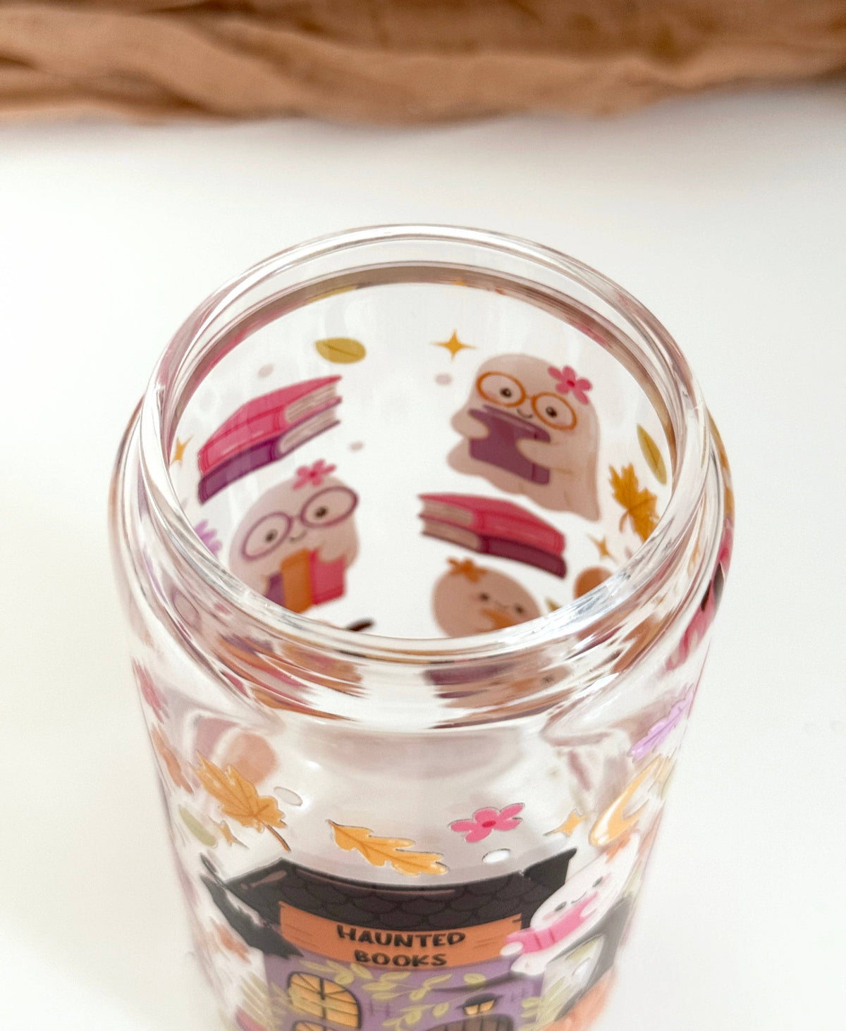 Haunted Books Ghost Glass Tumbler Double Sided + Lid & Straw 4