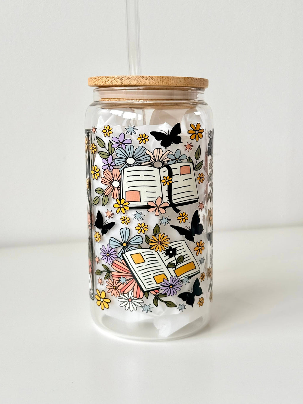 THE READER Double Sided Glass Tumbler + Bamboo Lid & Straw 5
