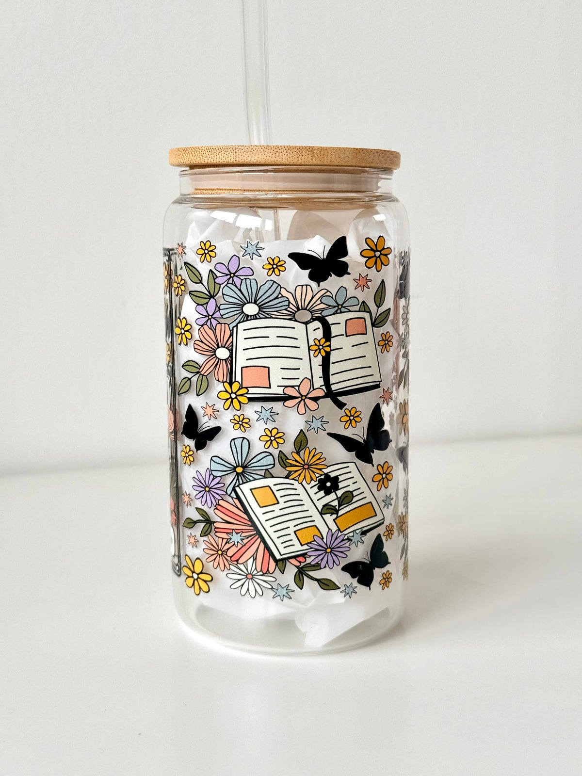 THE READER Double Sided Glass Tumbler + Bamboo Lid & Straw 5