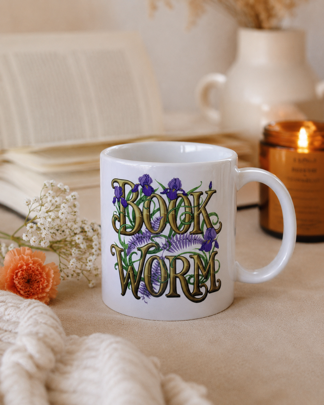 Bookworm Ceramic Mug Dishwasher/Microwave Safe 325ml