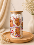 Fairy Capybaras Double Sided Glass Tumbler + Lid & Straw