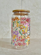 Mushroom Bow Garden Glass Tumbler With Bamboo Lid & Straw 4