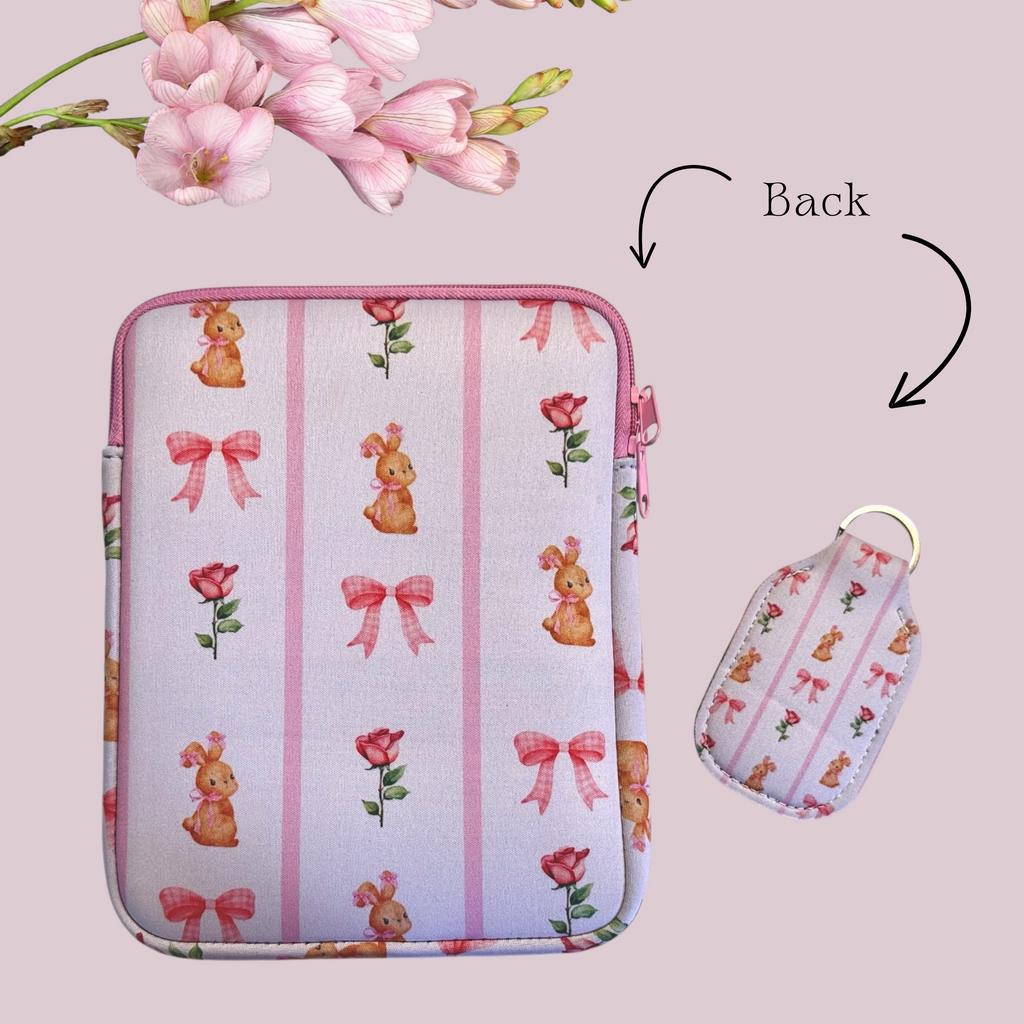 Book/Kindle/Kobo/E-reader Sleeve Pink Coquette Neoprene 10