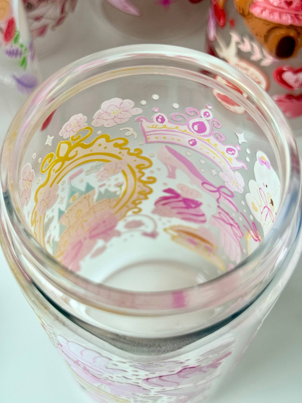 Princess Castle Double Sided Glass Tumbler + Lid & Straw 6