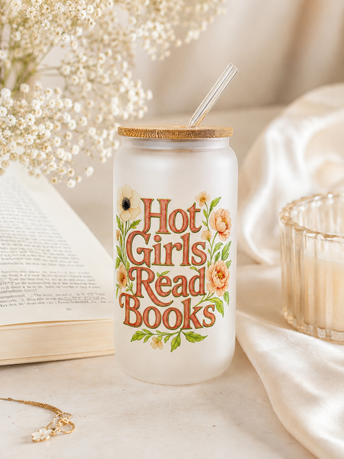 Hot Girls Read Books Frosted Glass Cup Dish.Safe