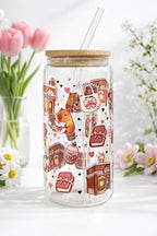 Charming Capybara Double Sided Glass Tumbler + Lid & Straw