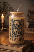 THE READER 2 Frosted Glass Tumbler + Lid & Straw, Dish.Safe