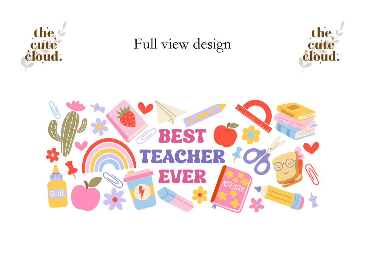 Best Teacher Ever Double Sided Glass Tumbler + Lid & Straw 5