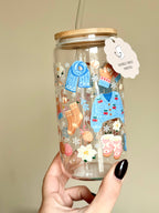 Cozy Winter Double Sided Glass Tumbler with Lid & Straw 2