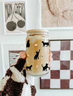 Cat Mom Glass Tumbler with Bamboo Lid & Glass Straw 3