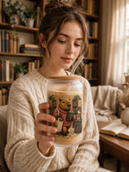 Capybara at the library Frosted Glass Tumbler Dishw. Safe 4