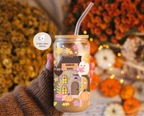 Haunted Books Ghost Glass Tumbler Double Sided + Lid & Straw 2