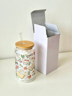 Bookish Floral Double Sided Glass Tumbler with Lid and Straw 4