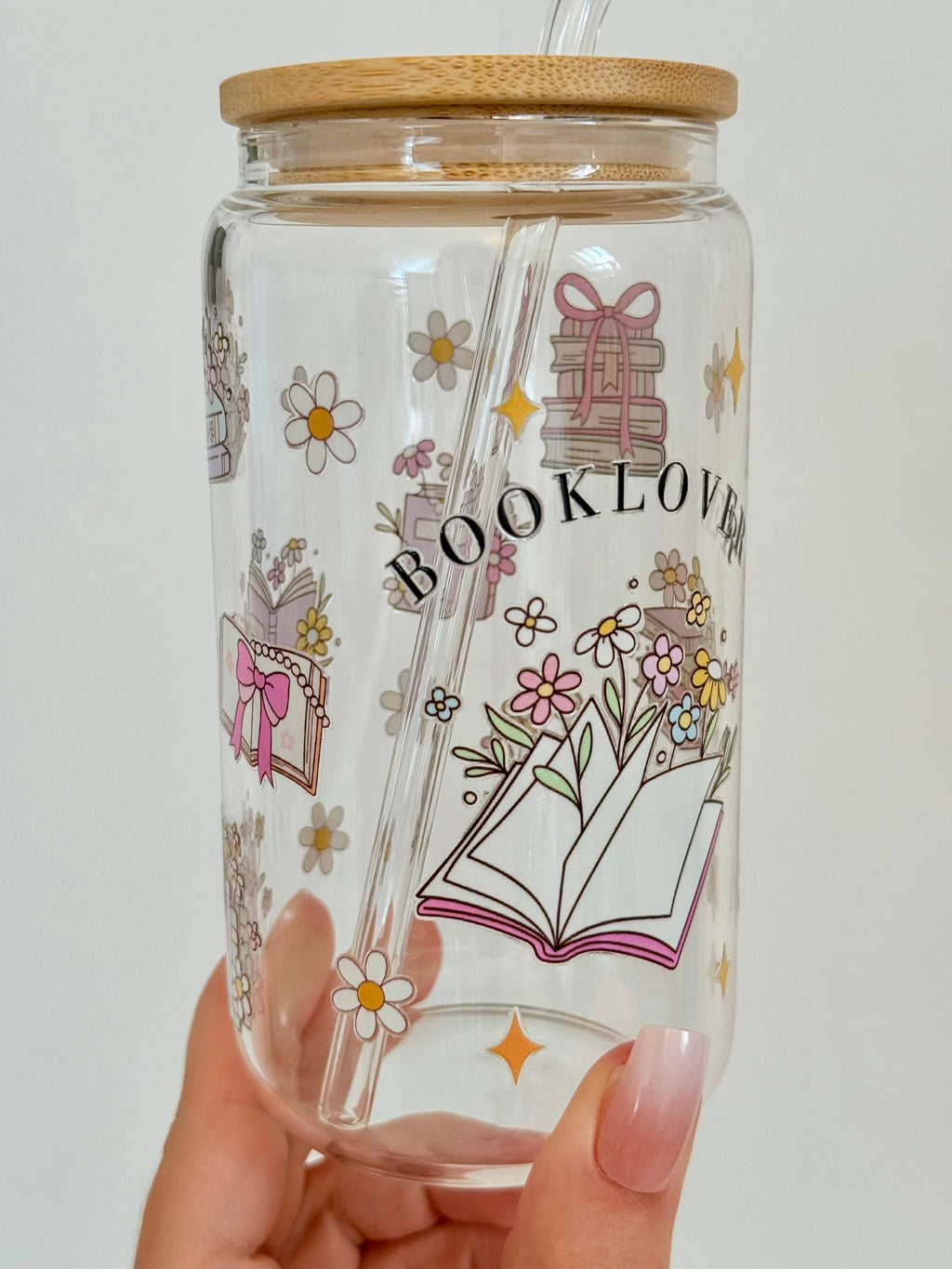 Booklover Glass Tumbler double side print – 4-Piece Set 9