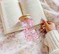 Glass tumbler Coquette Books double sided with lid and straw