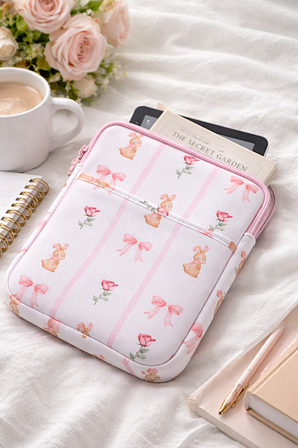Book/Kindle/Kobo/E-reader Sleeve Pink Coquette Neoprene 5