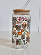 Glass Tumbler Books, Flowers and Bows Double Sided Printed 8