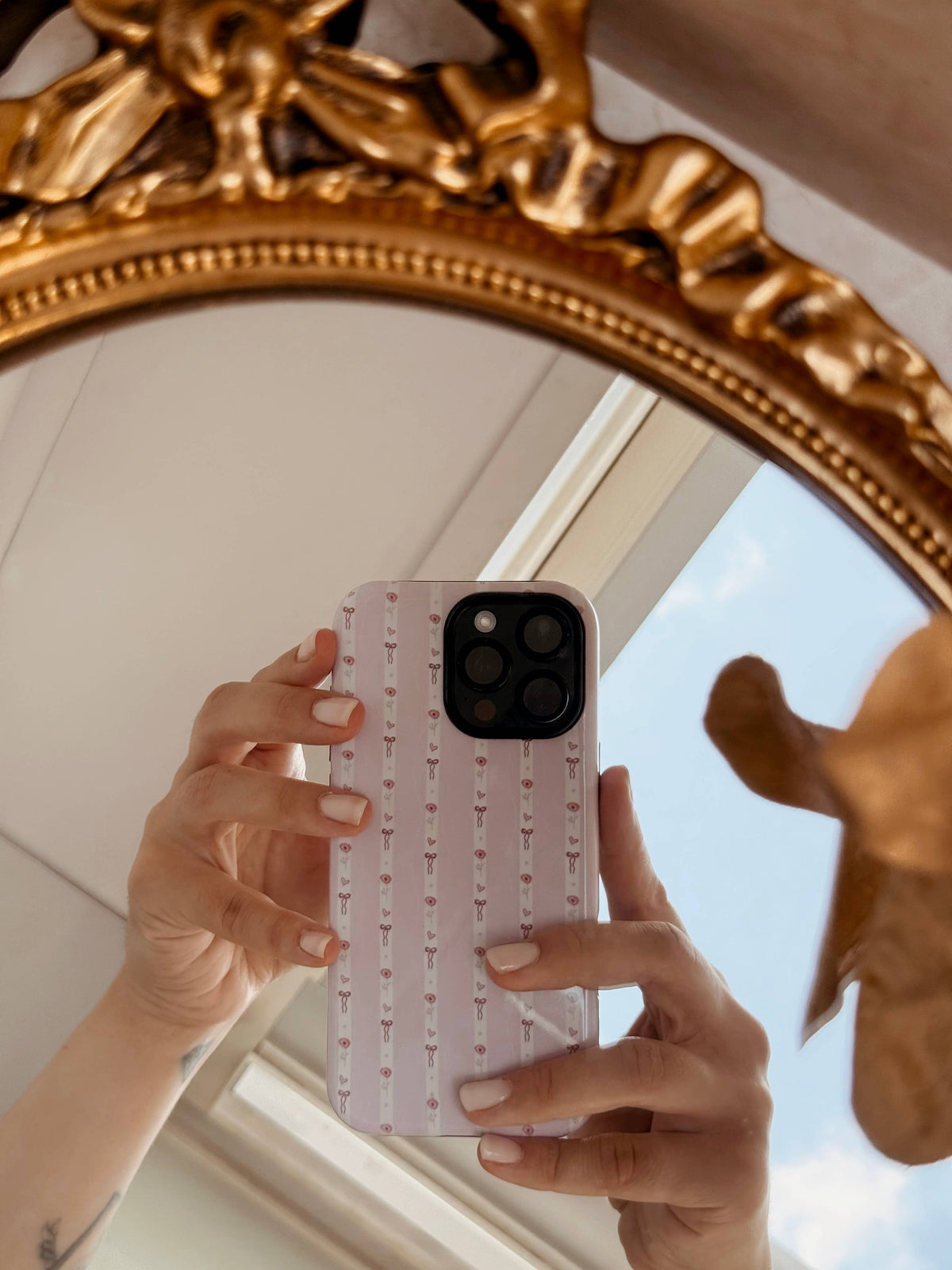 Hard Phone Case Roses & Bows Pattern Double Layer Resistant 3