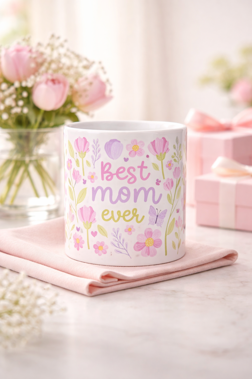 Best Mom Ever Floral Ceramic Mug Dishwasher/Microwave Safe