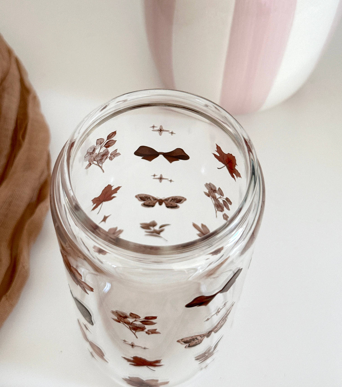 Luxury Fall Double Sided Glass Tumbler + Bamboo Lid & Straw 6