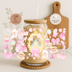 Princess Castle Double Sided Glass Tumbler + Lid & Straw 2