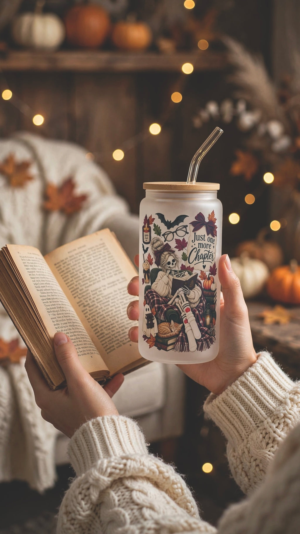 Autumn Bookish Skeleton 2 options