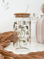 Lux Matcha Babe Glass Tumbler Double Sided & Lid and Straw