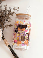 Haunted Books Ghost Glass Tumbler Double Sided + Lid & Straw